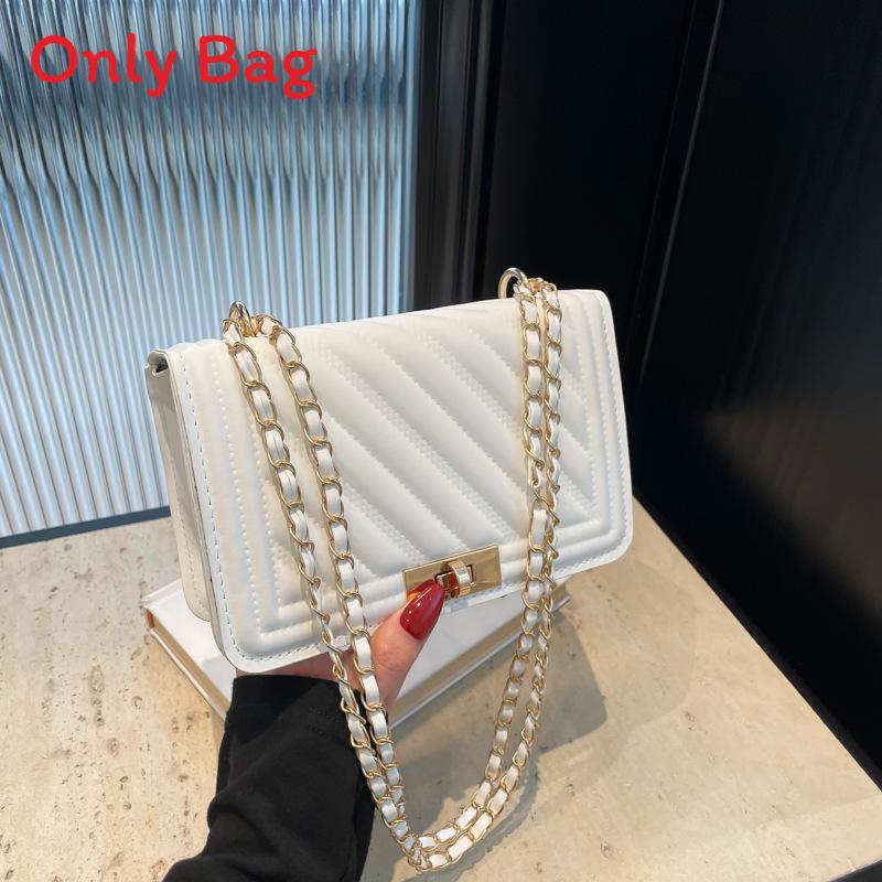Street Style Small Square Pu Shoulder Bag With Lock Closure For Daily Use
