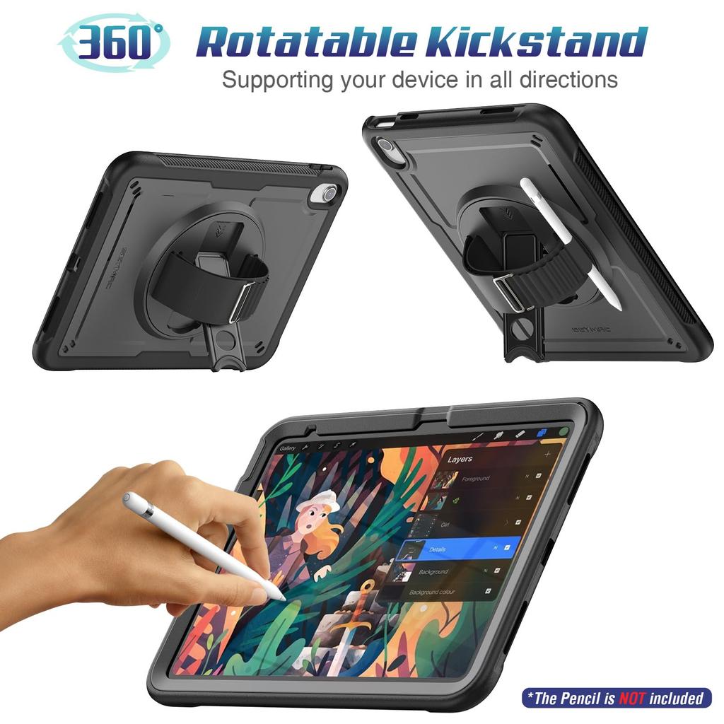 SEYMAC stock iPad A16 11th Generation 10th Generation Dedicated Hand Rotating Pen Shoulder Front Frame with Screen Full Protection Cover 11-inch /