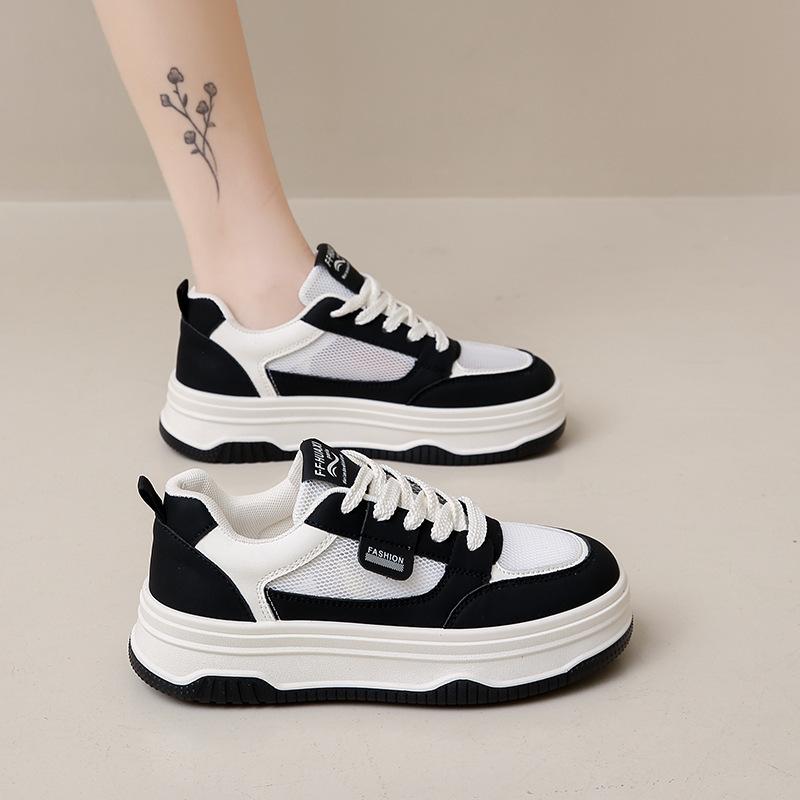 

Белые туфли на платформе, женская весенняя новинка, женская обувь на платформе Muffin, универсальная спортивная и досуговая обувь для сноуборда, одиночные туфли 40 чёрный