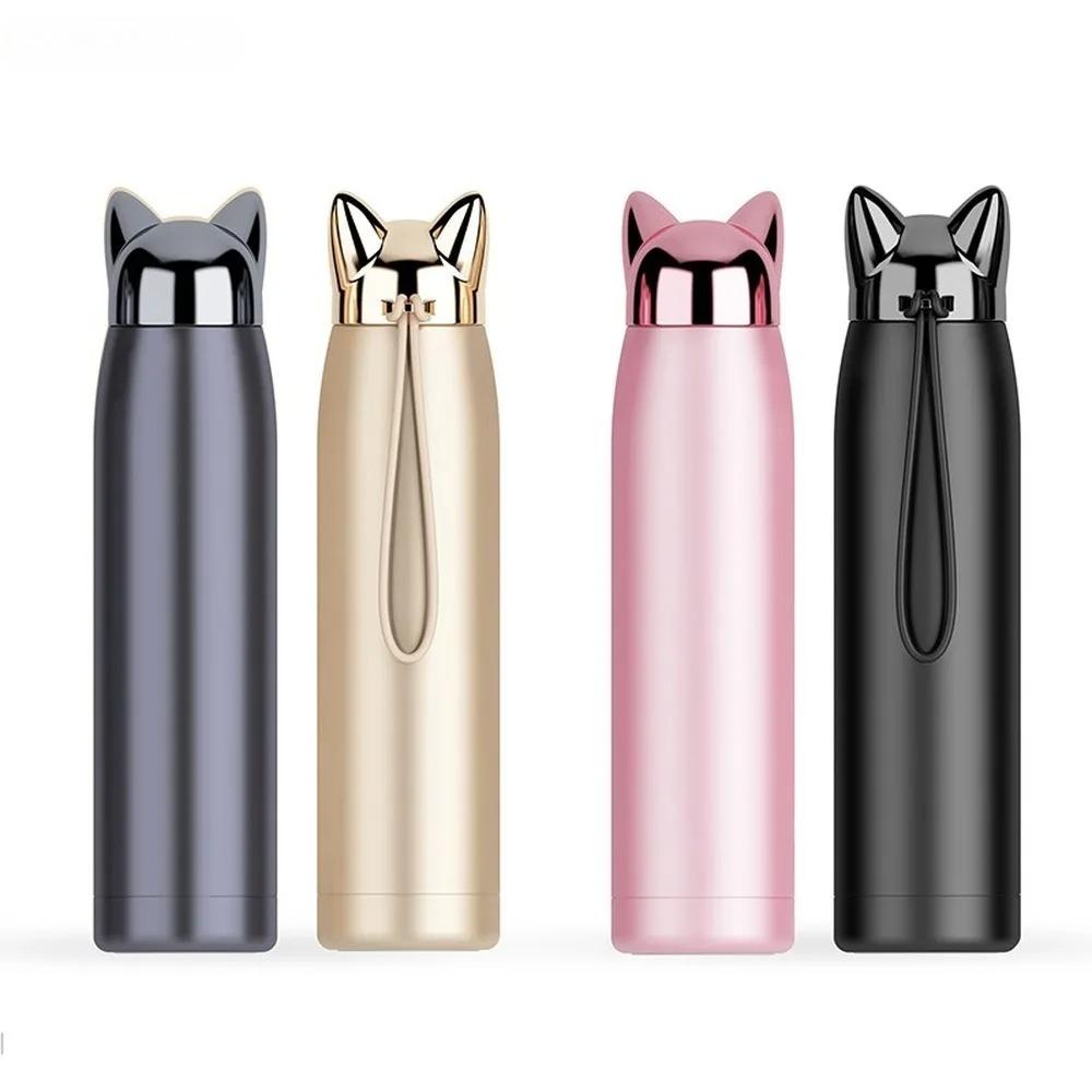 320ml Thermos Bottle Stainless Steel Vacuum Flasks Cute Cat Ear Thermal Cup Portable Travel Outdoor Mug for Coffee Tea Milk
