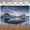 Winter Night Sky With Aurora Backdrop Snow Scene Mountains Lake Forest Starry Sky Natural Landscape Decor Photography Background14