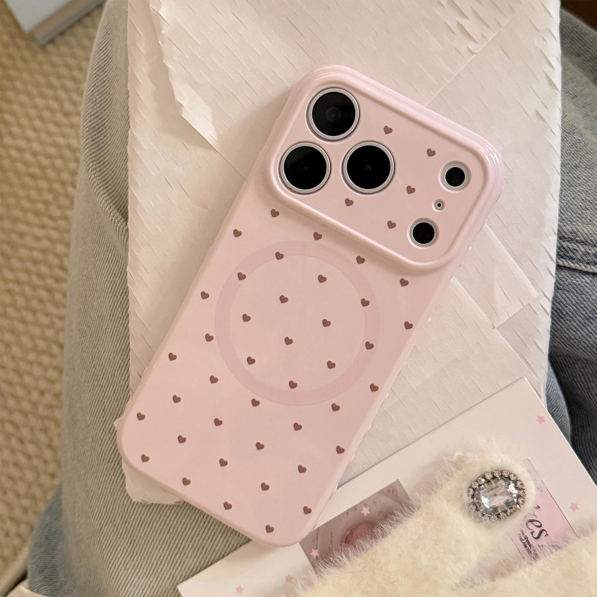 

Compatible iPhone 17PM Glitter Pink Rabbit Magnetic Bracket Case - Mirror Surface, Sweet Cartoon Design 16