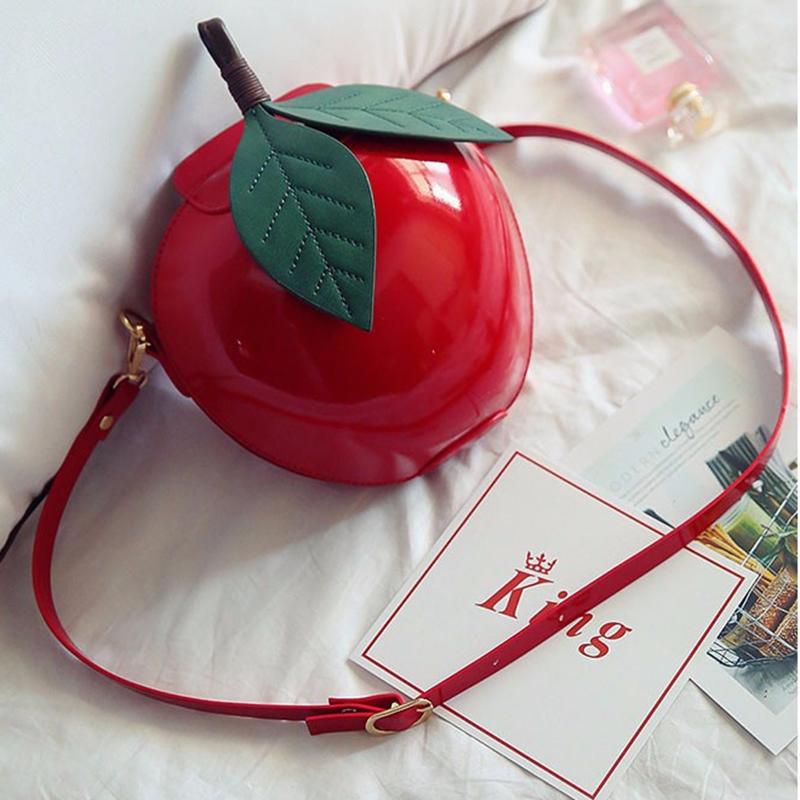 

Boutique De FGG Funny 3D Apple Shape Women Crossbody Bags Girls Small Casual Shoulder Handbags Messenger Purses Bag