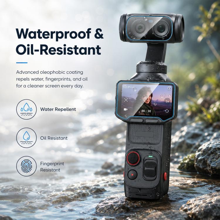9H‑HD Transparent Tempered‑Glass Screen & Lens‑Protector‑Film Kit For Insta360 Luna Ultra Action‑Camera