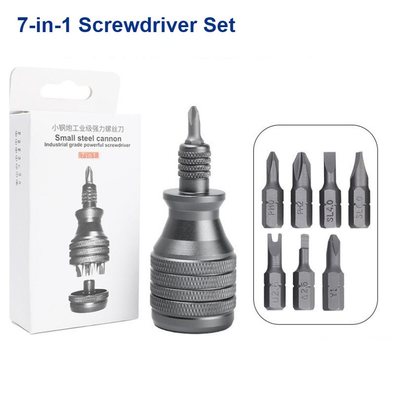 Precision 7 in 1 Mini Screwdriver Titanium Screwdriver 1/4 Inch Magnetic Cross Star Screw Driver Bit Kit Home Repair Tool