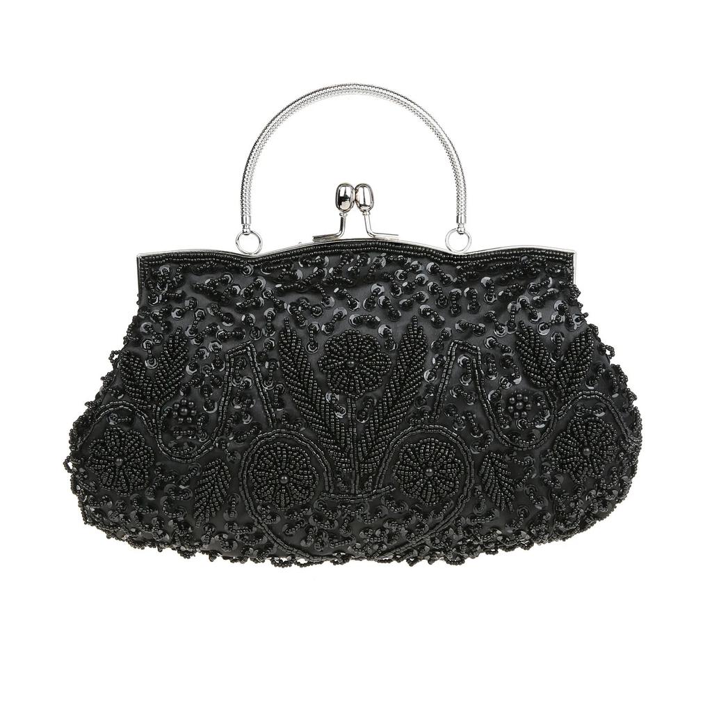 Beads Embroidered Sequins Evening Bags Wedding Party Bridal Handbag Elegant Women Purse Totes 2025 Luxury Shoulder Bags Silver