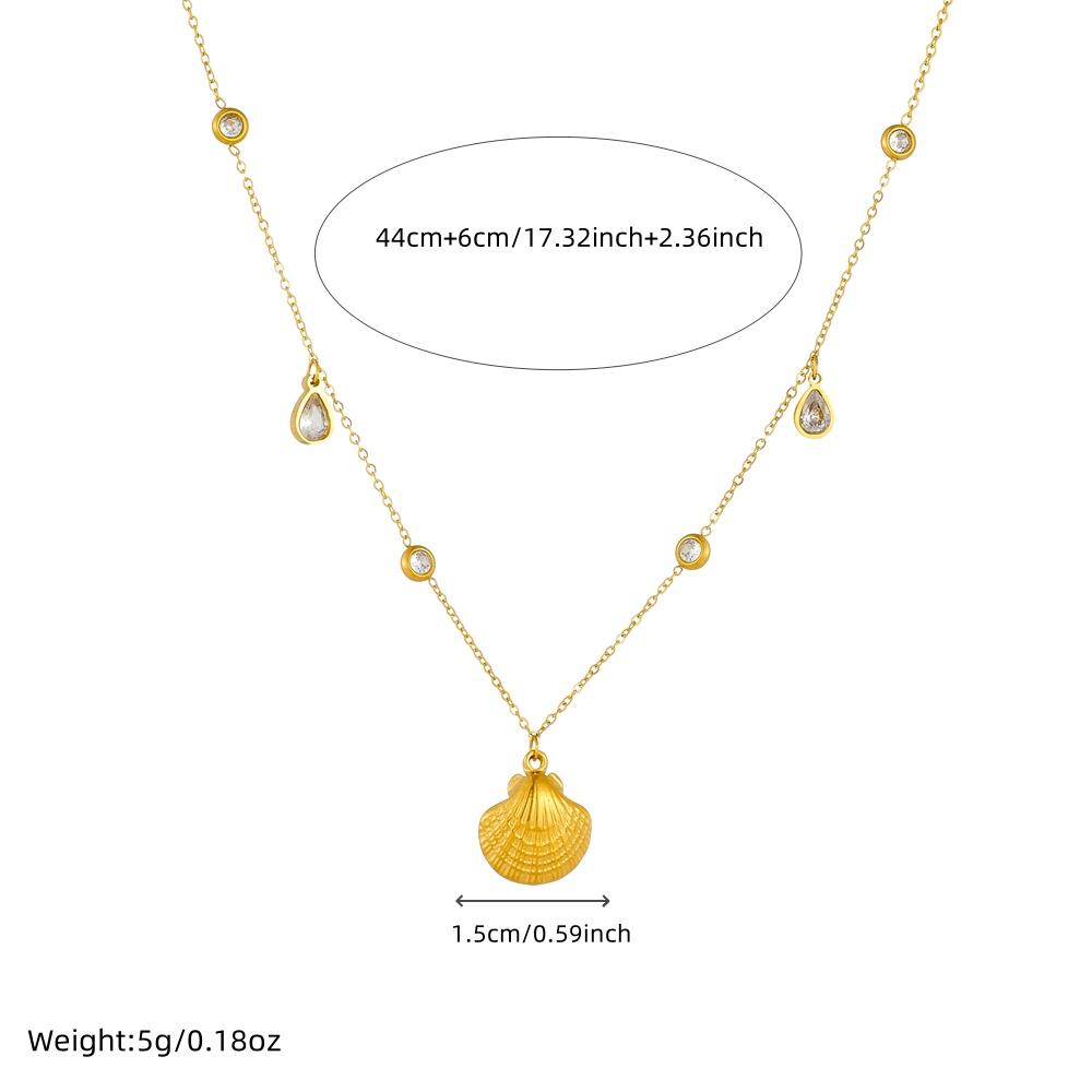 DIEYURO 316L Stainless Steel Golden Zircon Sun Flower Shell Pendant Necklace Lady New Fashion Neck Chain Jewelry Party Gift