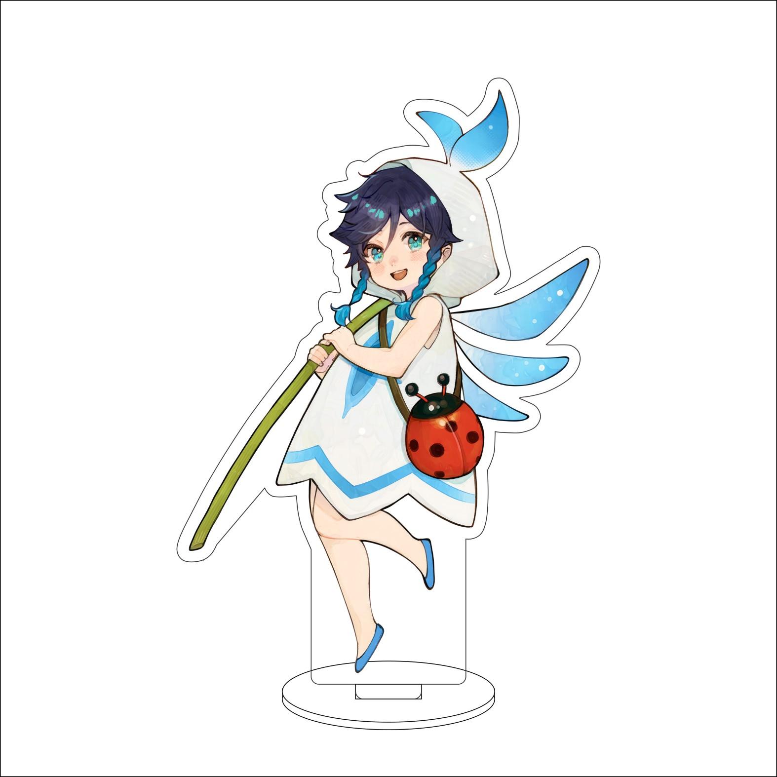 

10CM Anime Genshin Impact Figure Stand Model Barbatos Cute Desk Decor Standing Sign Gifts 10CM