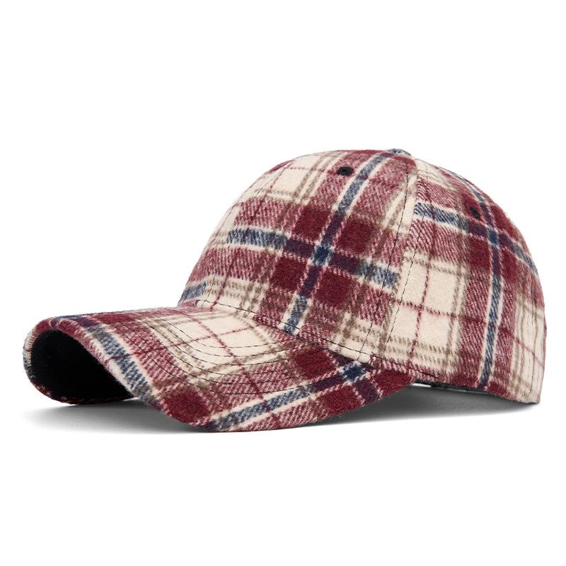 Unisex Autumn/Winter Classic Plaid Baseball Cap - Hard Top Duckbill Sun Hat