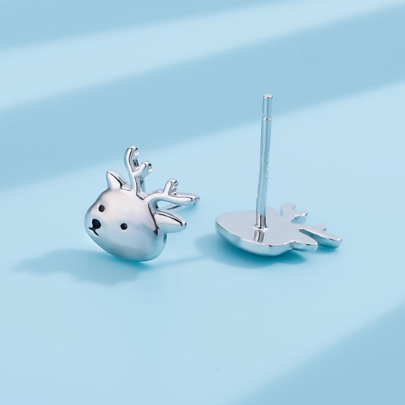 Original 999 Sterlingsilber Ich liebe dich Hirsch Ohrstecker - Süß, Niedlich, Europäischer & Amerikanischer Mori-Stil für Weihnachten