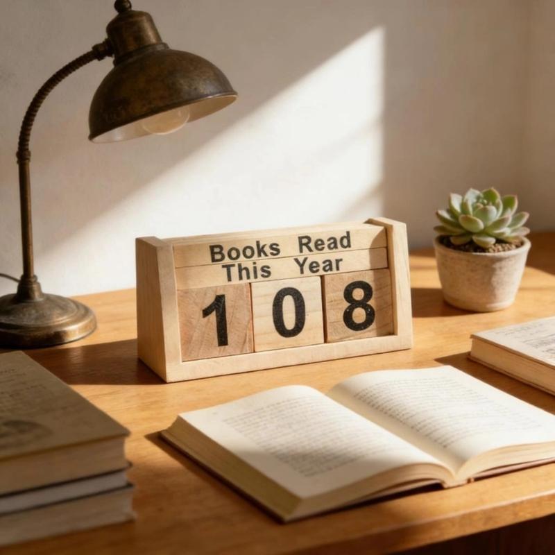 Wooden Books Read This Year Counter Sign for Tracking Reading Progress Numbered Desktop Ornament Book Enthusiasts Gift