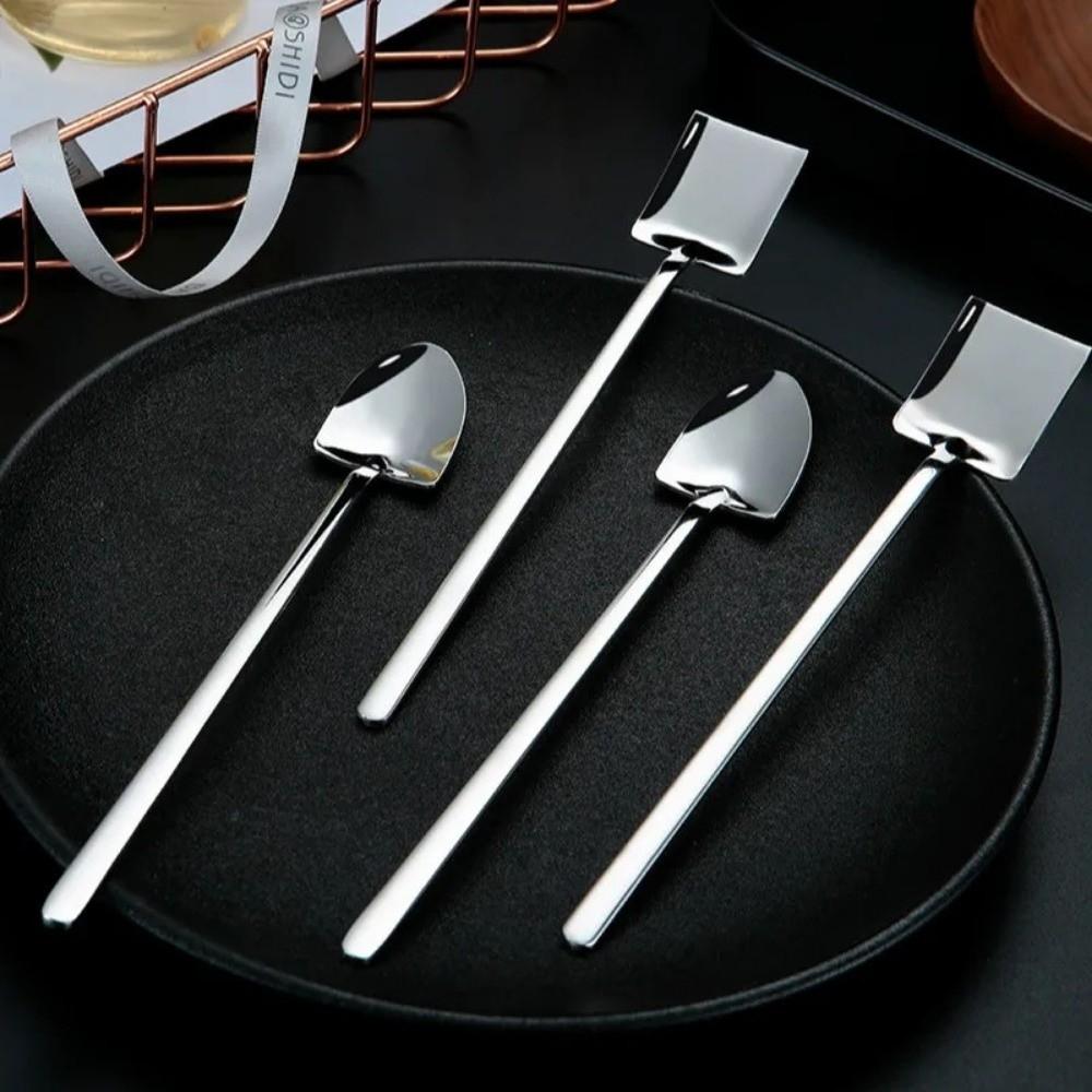 Portable Coffee Stirring Spoon Long Handle Net Red Dessert Spoon Spade Spoon Watermelon Spoon
