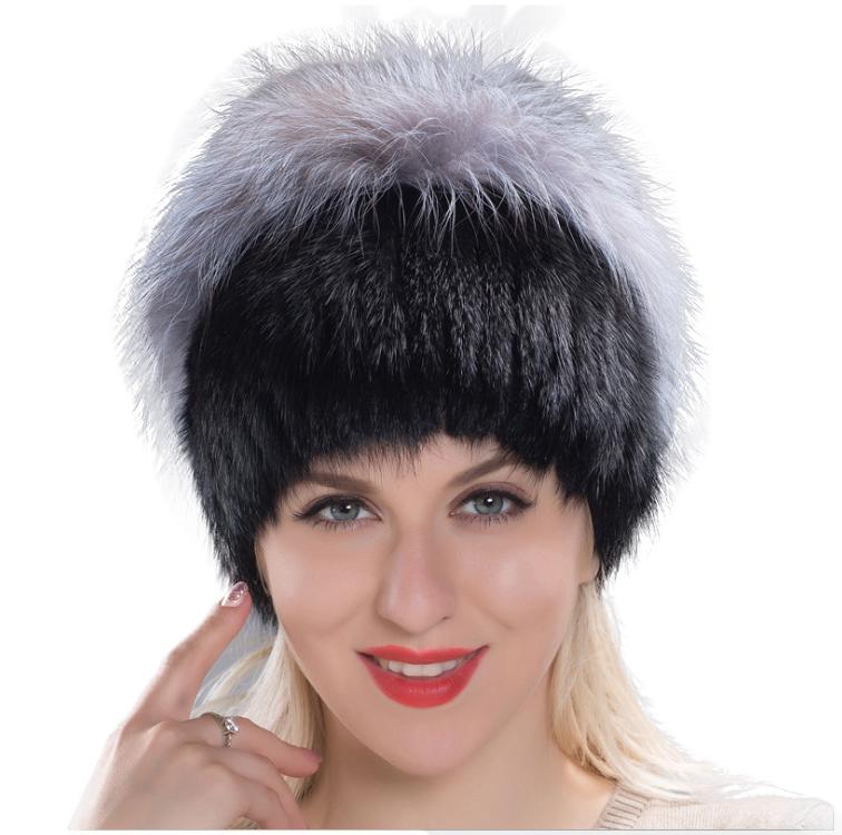 High Quality Warm Windproof Unisex Mink Fur Hat Luxury Fur Beret Classic Winter Style Hat чёрный