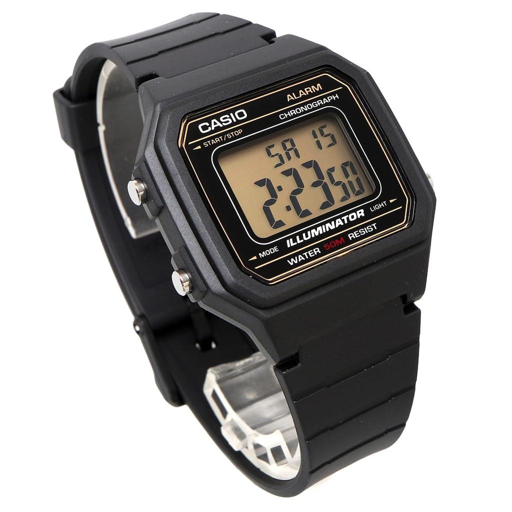 Casio Standard Digital Watch LCD International Model Men's W-217H-9AV Black/Gold Display, [Used]