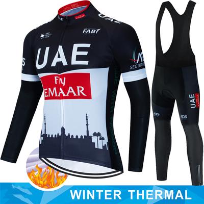 Winter Fleece Cycling Jersey Men's Shirt UAE Thermal Set Clothing Sets Man Clothes 2026 Bib Ciclismo Hombre Bicycle Suit Bike