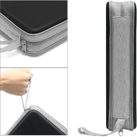 CD Case, DVD Case Holder 96 Capacity Hard Plastic CD DVD Disc Cases Storage Binder Wallet For Car Home Office Travel (Black)