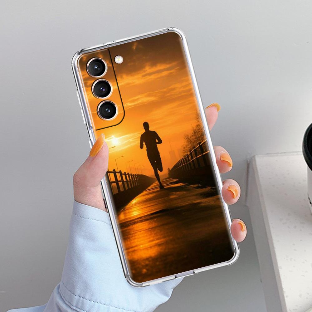 Phone Case For Samsung Galaxy S26 S25 S24 S23 S22 Ultra S20 S21 FE 5G Plus Soft Clear Cover Run marathon Running