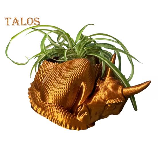 

3D-друкований кашпо у вигляді дракона, що спить, вазон для квітів, настільна прикраса, горщик для рослин у вигляді дракона для маленьких рослин, сукулентів золотистий