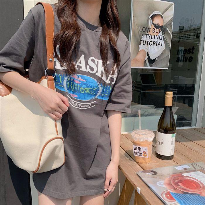 

Футболки с коротким рукавом из чистого хлопка для женщин 2025 года, летняя повседневная футболка большого размера с принтом в виде букв в стиле Харадзюку, серые топы Y2K в стиле хип-хоп, уличная одежда 3XL темно-серого