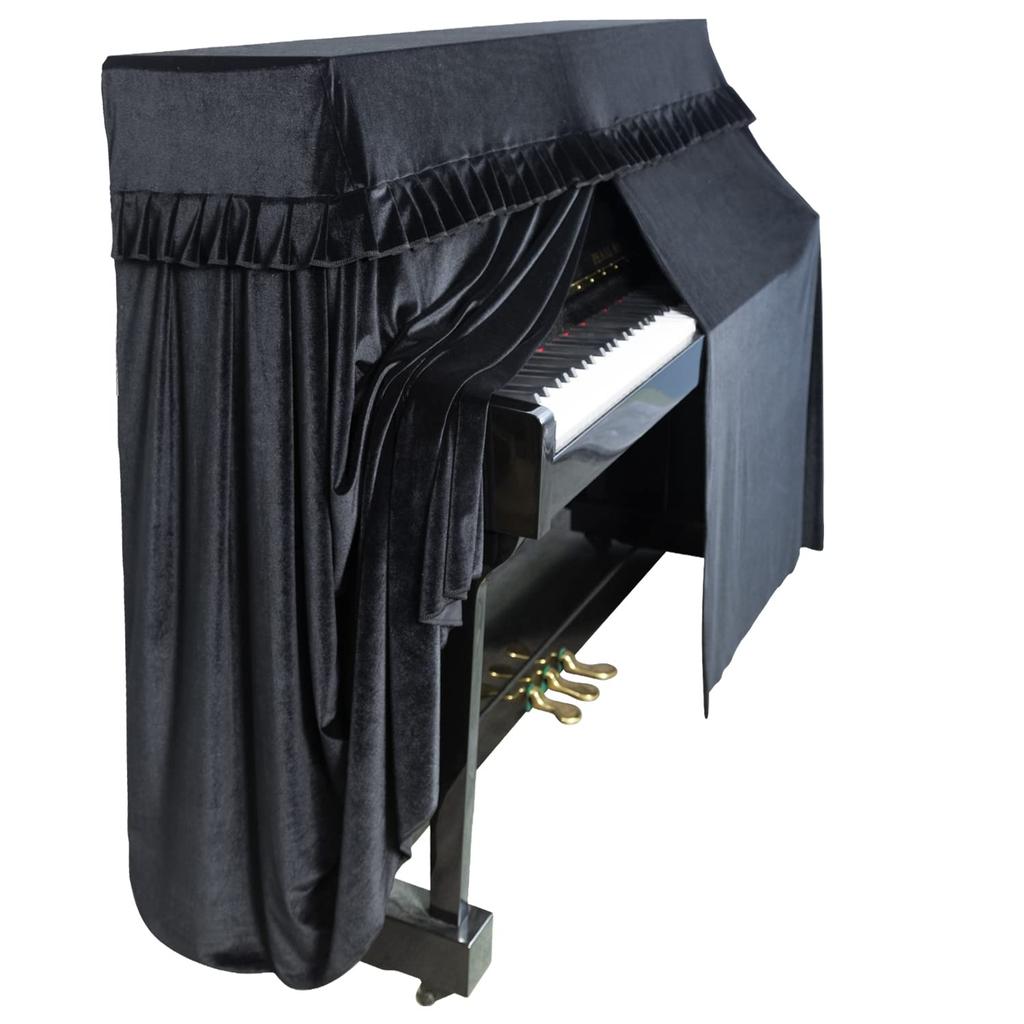 Mooson Full Upright Piano Dust Cover, Soft Flannel, Front-Opening Design