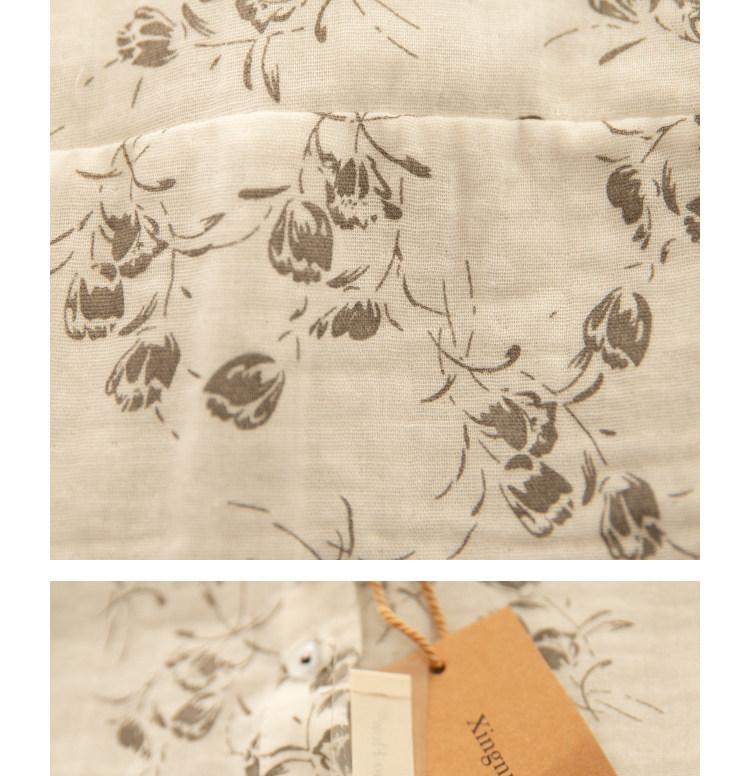 Chemise en Coton et Lin à Manches Longues et Décolleté en V Florale Gorge d'Hiver – Style Printanier Élégant pour Femme