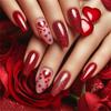 24 Pcs Glittering Full Cover Stick On Nail Valentines Day False Nail Press On Nail Almond Shape Artificial Nail