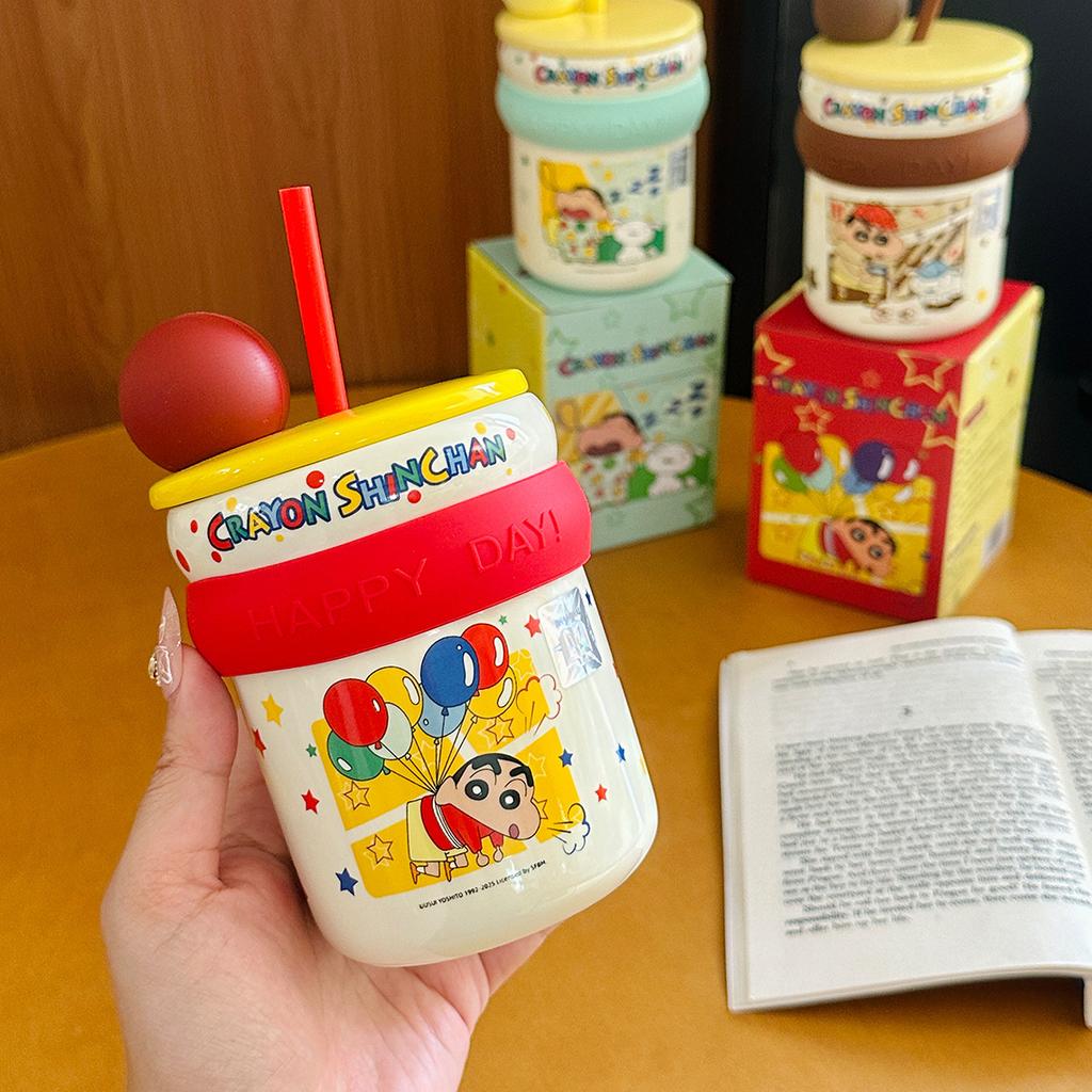 Ceramiczny Kubek ze Słomką z Pokrywką Uroczy Dziecięcy Kubek na Wodę Domowy Kubek na Mleko Śniadaniowy Pamiątka