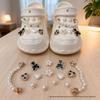 Coco Style Pearl Chain Shoe Decoration Set with Removable Flower Buckles