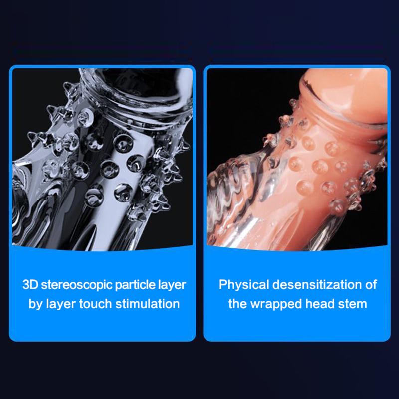 Men Vibrating Cock Ring Dildo Enlarger Penis Training Sex Toy Reusable Cock Sleeve Couple Vibrator Delay Ejaculation Erection