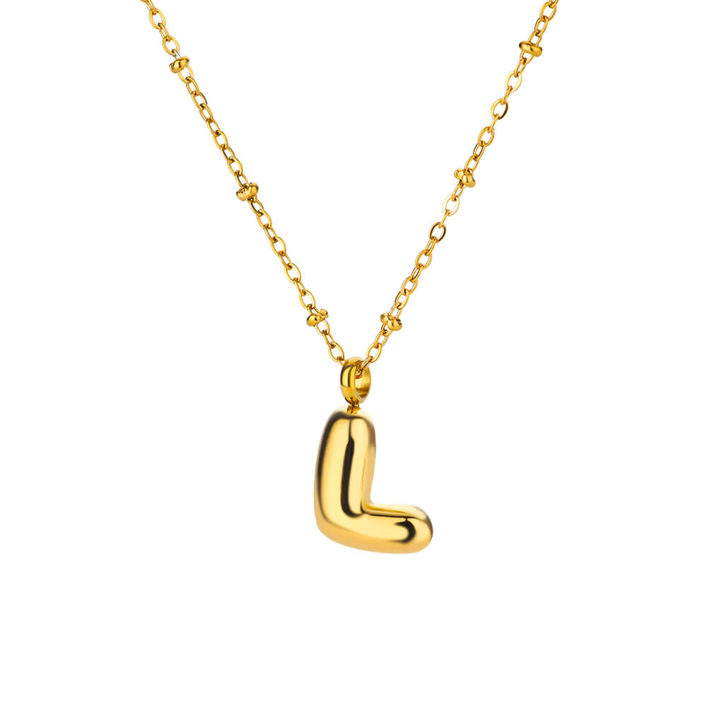 Chunky Initial Letter Stainless Steel Necklaces For Women Gold Color A-Z Letter Necklace Wedding  Fashion Party Jewelry Gift Bff