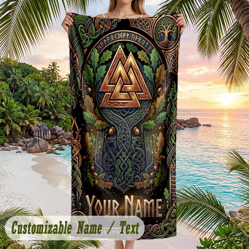 Decorative Artwork Theme Beach Towel Personalized Custom Name & Text Soft Quick Dry Beach Towel for Swimming Travel