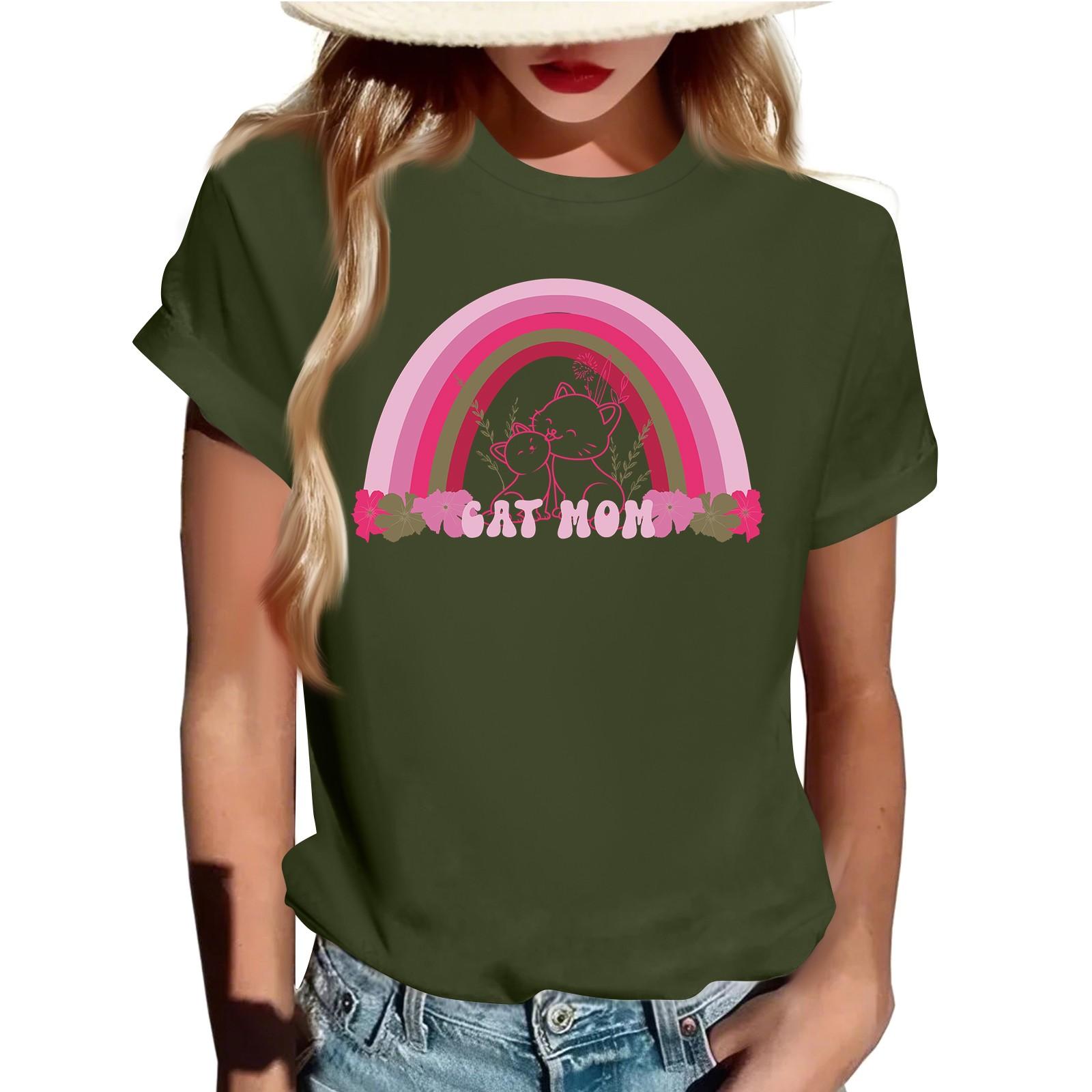 

Взрослые Повседневные Ежедневные Круглый вырез с принтом Короткие рукава Футболка Топ с буквами M зелёный