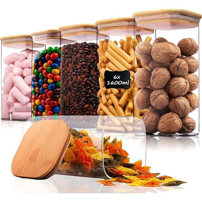 Deco haus bocaux de conservation 6 pcs avec couvercles + étiquettes hermétiques