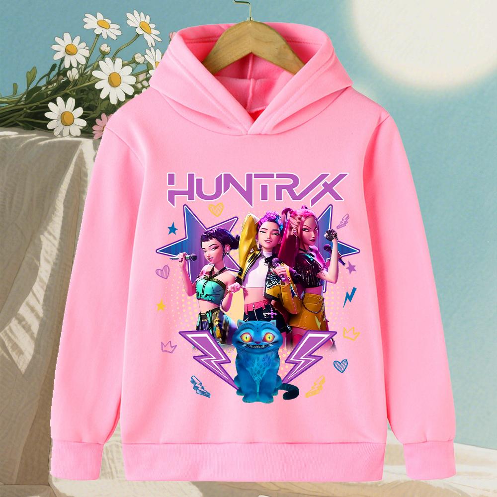 KPop Demon Hunter Rumi Cartoon Girls Boy Hooded Sweatshirt Warm Children's Korean Wave Fashion Casual Tops Casual Girls Clothing