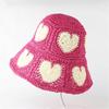 Handmade Bucket Hat Elegant Colorful Decorated Cloches Style for Women Party Heart Hat Cloche Lady Knitted Bucket Hat