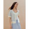 INMAN Women's Cool-Feel Striped Knit Cardigan