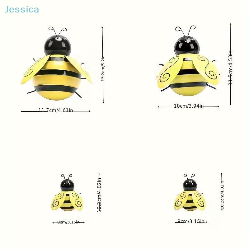 4Pcsset Wrought Iron Bee Hanging Ornament Garden Balcony Courtyard Metal Craft Wall Decoration