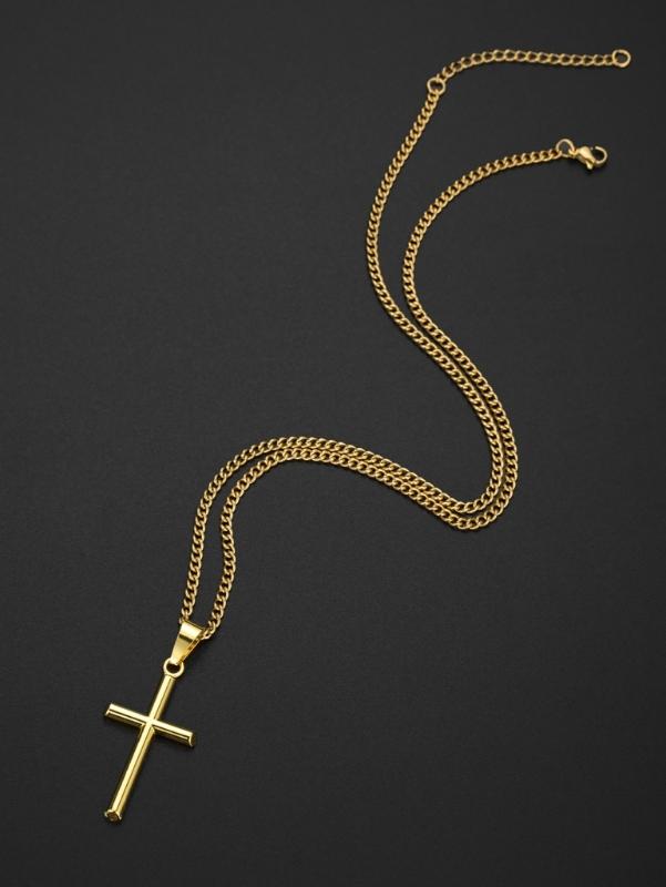 Elegant Crosses Necklace Charm Sturdy Alloy Pendant Comfort Fits with Adjustable Length Chain for Everyday Wear