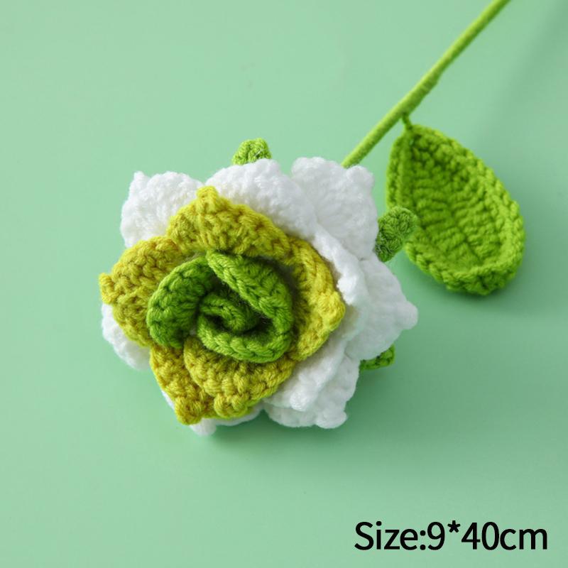 Carnation Crochet Flower Hand Woven Bouquet Artificial Flowers Knitting Flower Rose Teacher's Day Mother's Day Birthday Gift