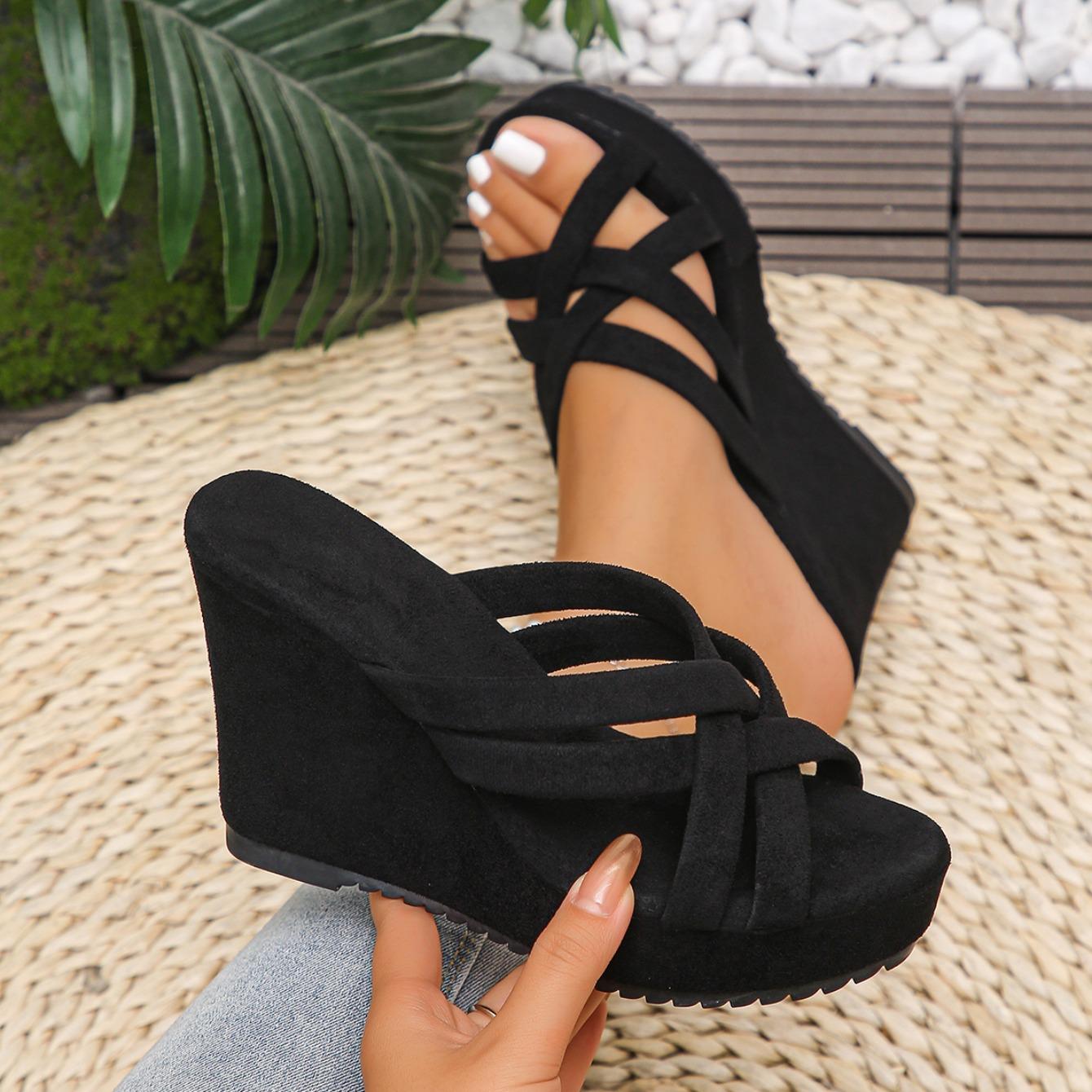 

Women Sandals Platform Slippers Slides Women Solid Color Lightweight Wedges Sandals Woman Thick Bottom Non-Slip Beach Shoes 42