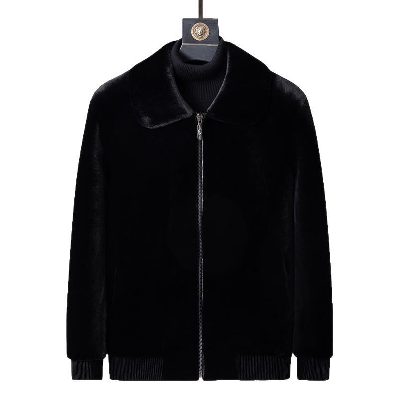 Men's Winter Faux Mink Coat 2025 - Warm, Thickened, Solid Color Lapel for Middle-Aged and Young Business Casual.