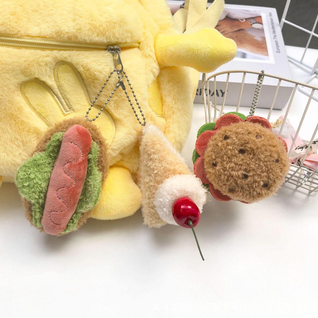 Adorable DIY Dessert Plush Keychain: Hamburger Cake & Sandwich Charm Pendant