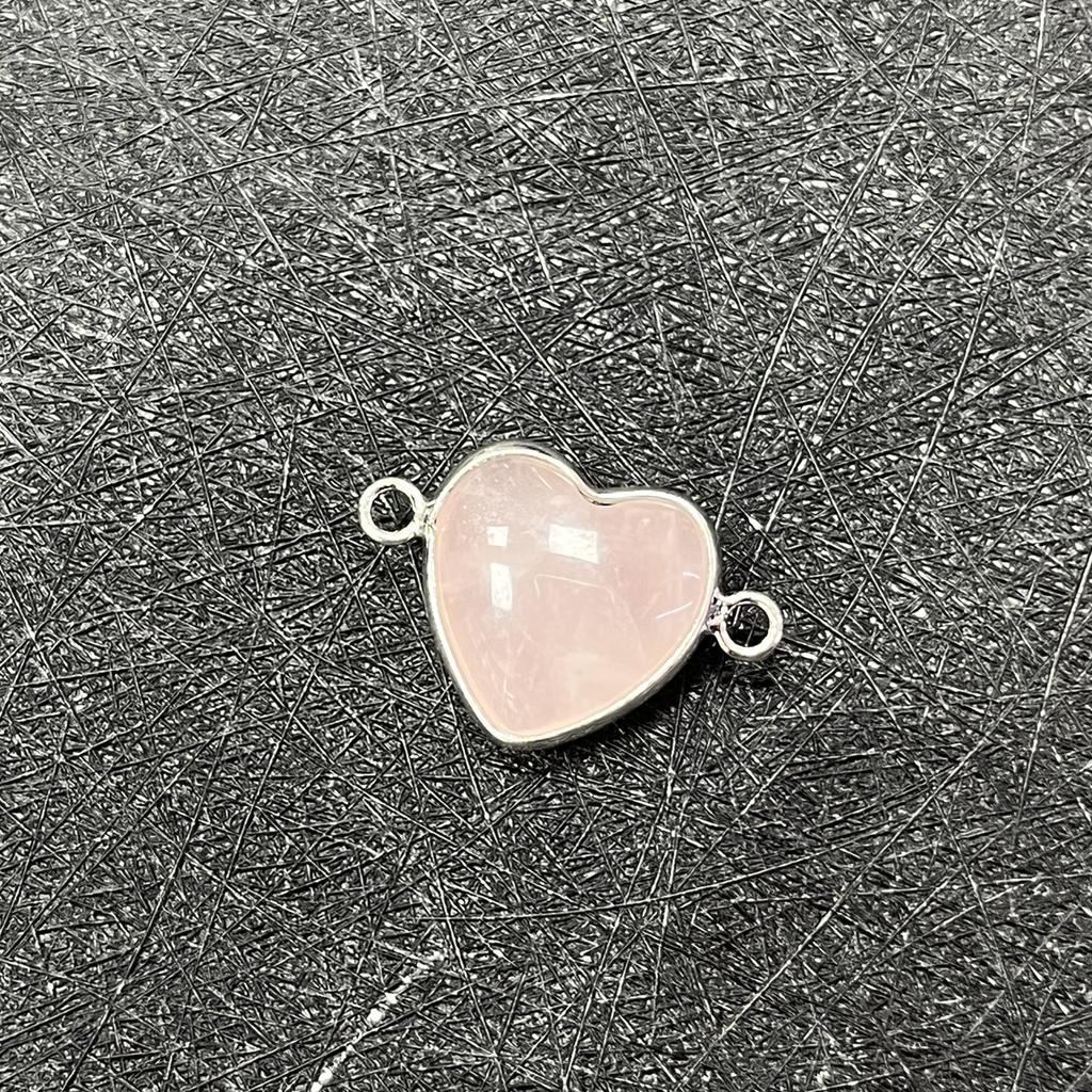 5Pcs/Pack, Healing Crystal Pendant Connectors, Heart-Shaped Natural Stone Quartz Amethyst Malachite Lapis Lazuli Gems Connector for Jewelry Making DIY