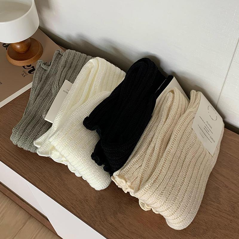 Șosete Tricotate Largi cu Dungi Albe pentru Femei Plusox - Jambiere Subțiri pentru Vara Fetei Hot