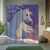 1Pc Elegant White Horse In Snow Shower Curtain - 70.8X70.8 Inch, Washable Polyester Fabric With 12 Hooks, Winter-Themed Bathroom