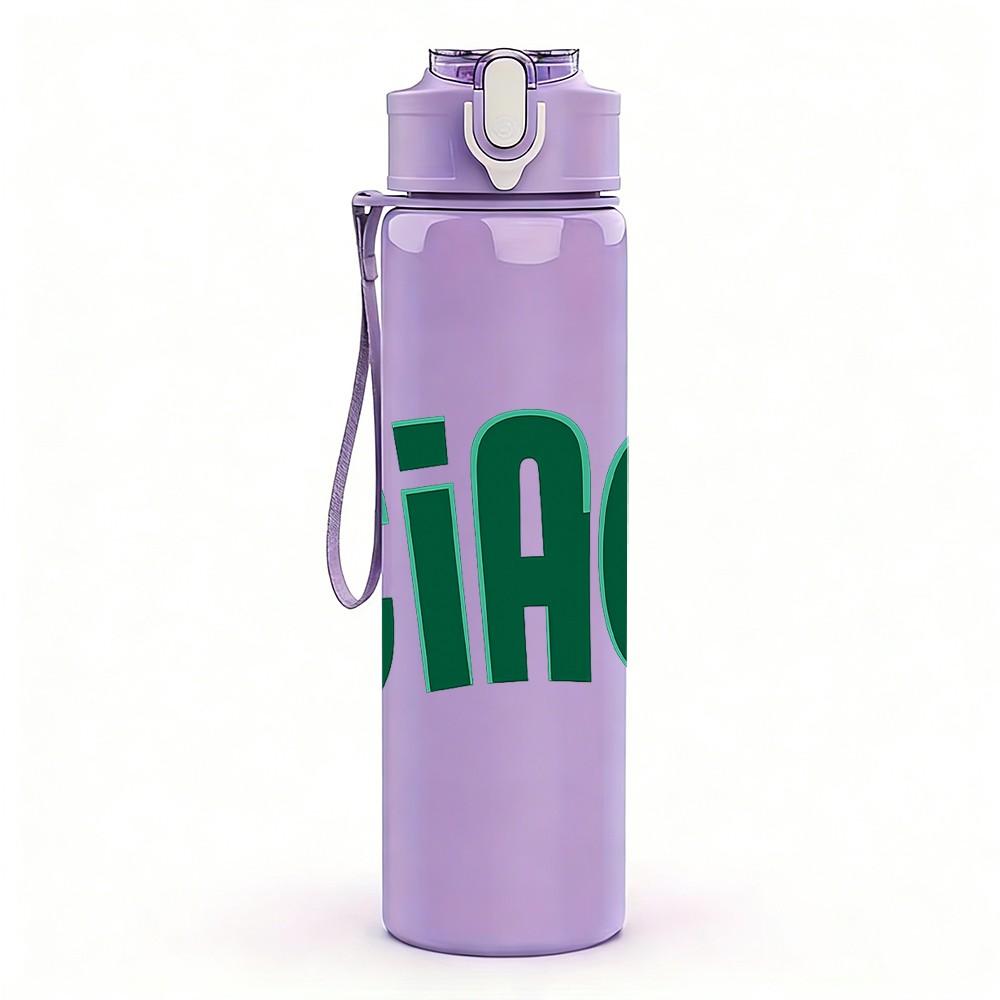 1PC Ciao Bright Yellow Exclamation Print 750ml Color Plastic Sports Water Bottle Leakproof Flip Straw Lid Suitable for Sports Office Home Use