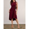 Solid Color Round Neck Sleeveless Pullover Midi Dress For Women Casual Commuting