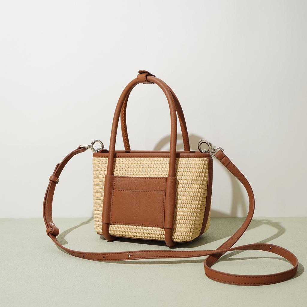 New Woven Bag Handbag Niche Splicing Cowhide Shoulder Messenger Bag Women's Bag