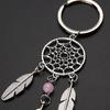 Dream Catcher Simple Fashion With Green Pink Beads Key Ring Buckle Pendant For DIY Bag Key Ring Chain Accessories A573