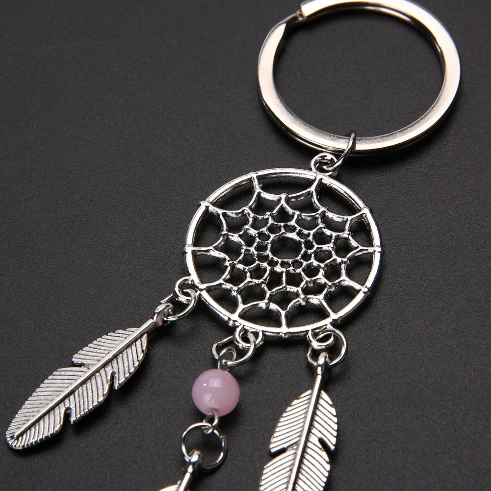 Dream Catcher Simple Fashion With Green Pink Beads Key Ring Buckle Pendant For DIY Bag Key Ring Chain Accessories A573